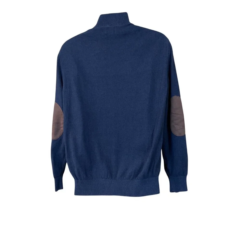 JOE Joseph Abboud 1/4 Zip LS Collared Suede Elbow Patch Pullover Sweater LG